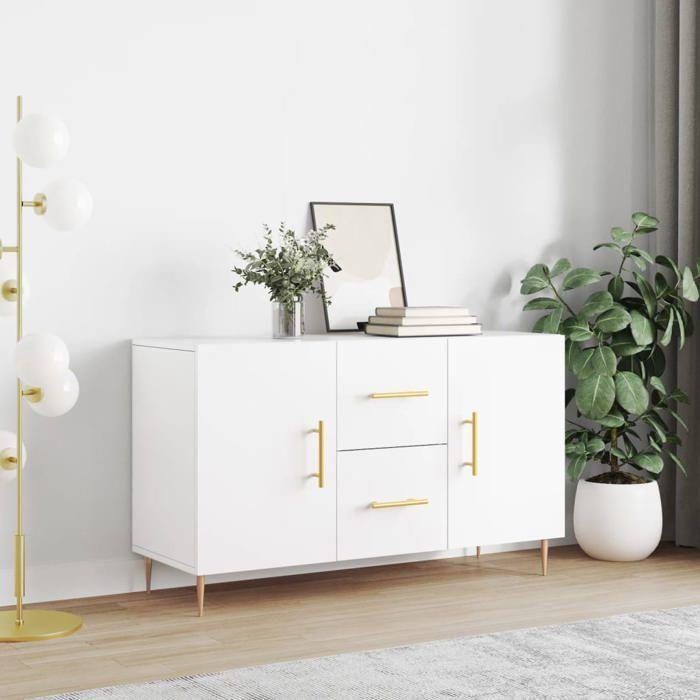 VidaXL Buffet, Armoire de Rangement avec Pieds, Meuble de Rangement, Organisateur Salon Salle de Séjour, Moderne, Blanc Bois 828156
