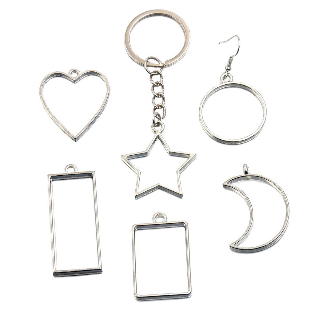 White K Alloy DIY Jewelry: Moon, Round & Heart Hollow Pendants (17 Styles)