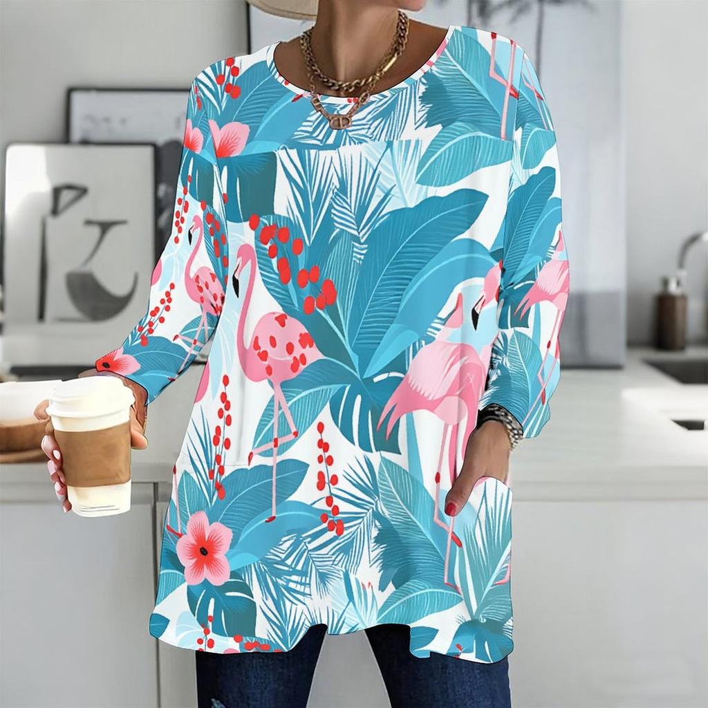 Ladies Round Neck Oversized Long Sleeve T Shirt Soft Comfort Tops For Indoor Daily Wear
