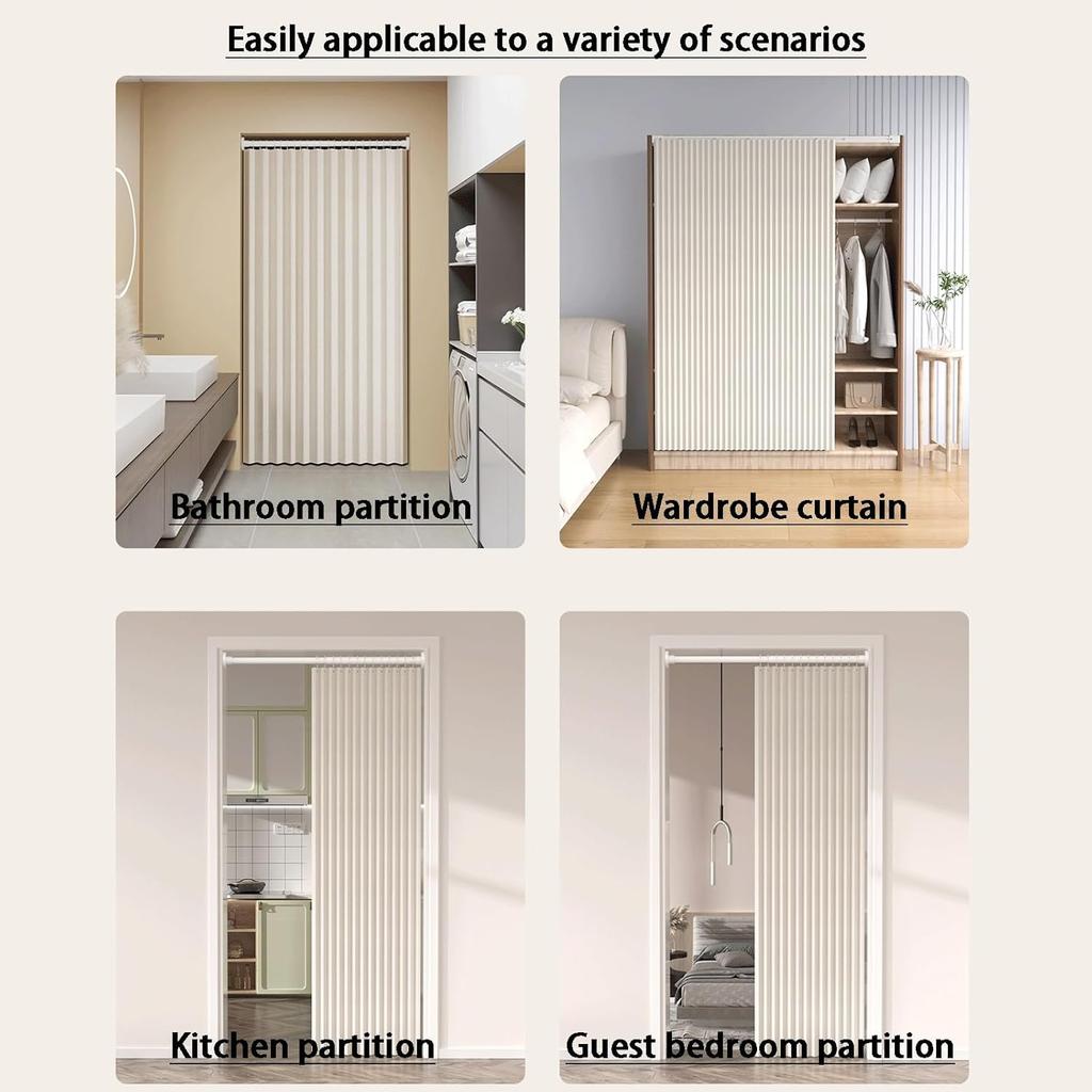 Blackout Accordion Style Magnetic Screen Door 100x230cm/39.4x90.6in for Closet Pleated Folding Doorway Curtain Accordion Door Interior Room Divider
