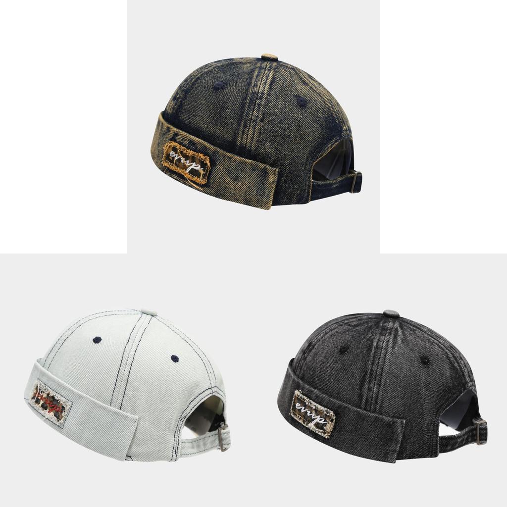 Vintage Denim Bucket Hat With Embroidery And Leopard Print For Street Style Men Women