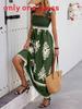 Womens Floral Print Cotton Polyester Sleeveless Maxi Dress For Beach Vacation Wear