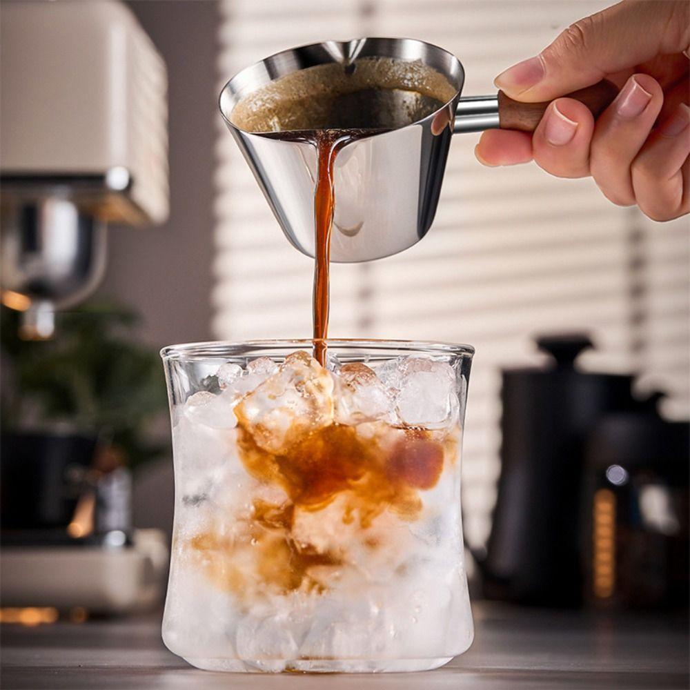 With Scale Espresso Measuring Cup Walnut Handle Coffee Pouring Cup Dosing Cup  Restaurant