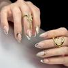 24Pz Unghie Finte Mandorla French Unghie Finte Acriliche Unghie Artificiali con Colla per Unghie per Donne Ragazze