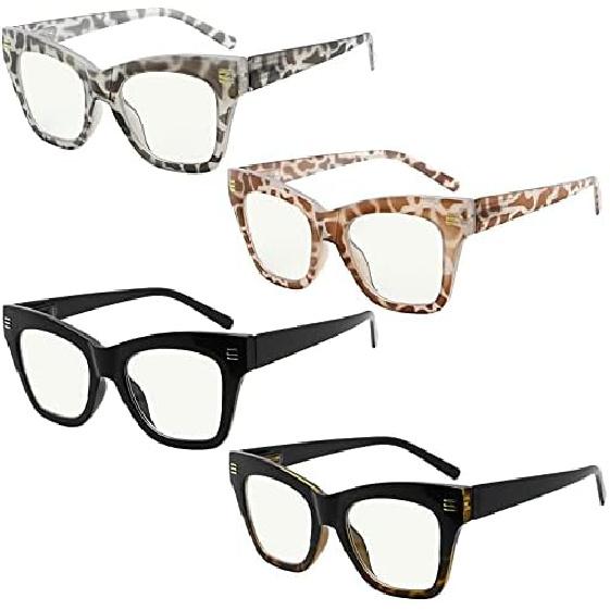 Eyekepper 4-Pack Progressive Multifocus Reading Glasses Blue Light Blocking for Women No Line Multifocal Readers 1.5 2.25 x