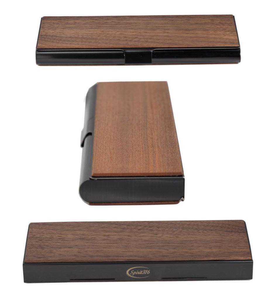 SPWPC2 Pen Natural Wood Black Steel 19cm X Case, Double-Sided, Case, Slide-Type, Approx. 6.5cm (Natural Brown)