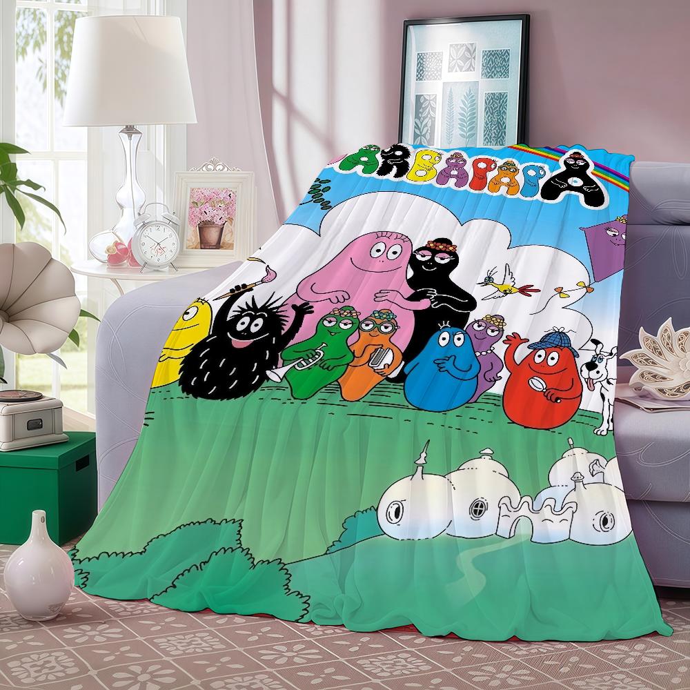 B-Barbapapa Cartoon Blanket Warm And Soft Suitable For Bedroom Living Room Sofa Bed Office Travel Camping 30x40in