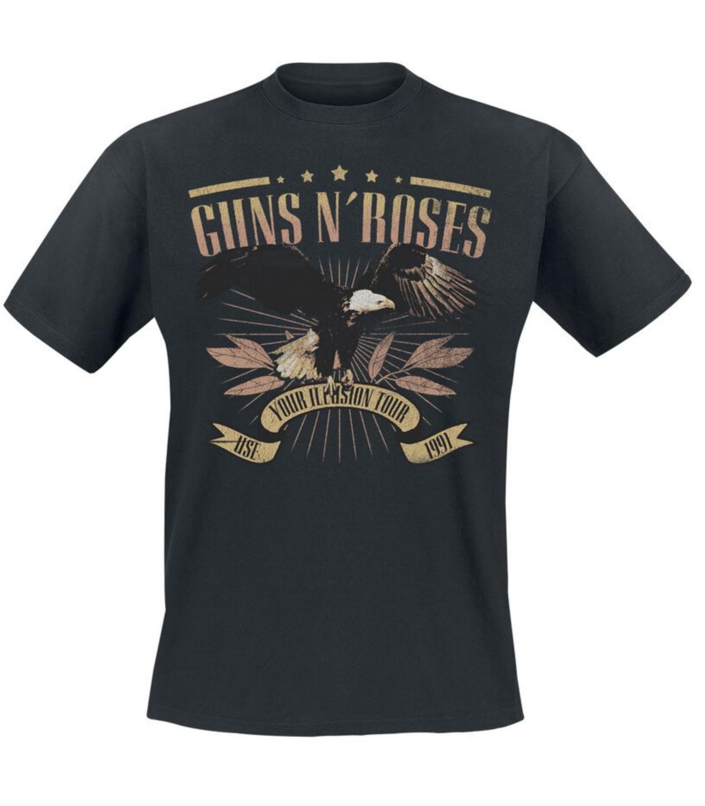 

Футболка Use Your Illusion Tour 1991 Мужская Женская Топ черный от Guns N Roses 100% Хлопок 2XL