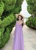 French Tourism Seaside Vacation Style Temperament Neck Sling Dress Women's Summer Design Loose Purple Dress