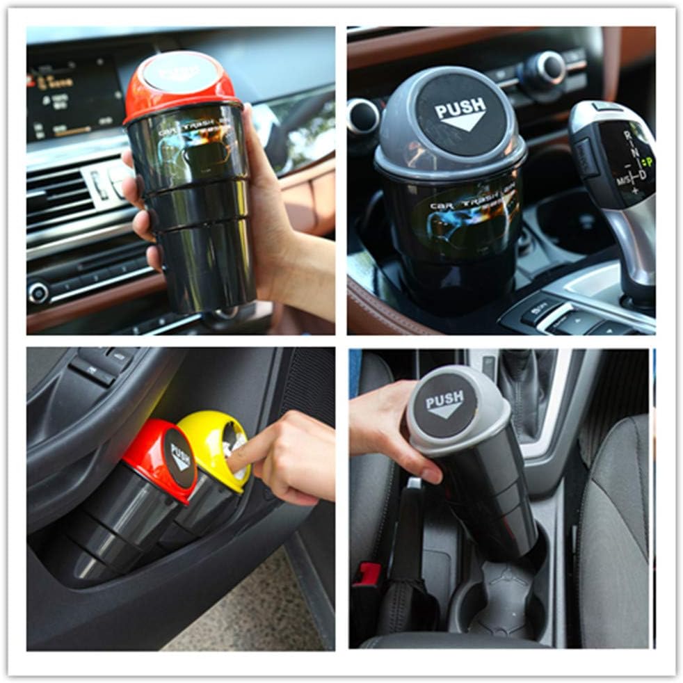Automotive Cup Holder Trash Can, Mini Car Garbage Can Vehicle Rubbish B with Lid for Car Office Home Bedroom Desk (Grey)