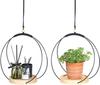 Creative Round Hanging Basket & Flower Wreath Pot - Aerial Wood Plant Stand Ornament