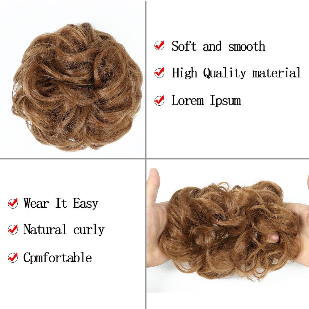 MISSQUEEN Messy Chignon Donut Hair Bun Pad Elastic Hair Rope Rubber Band Synthetic Hairpiece Black Gary Brown Color