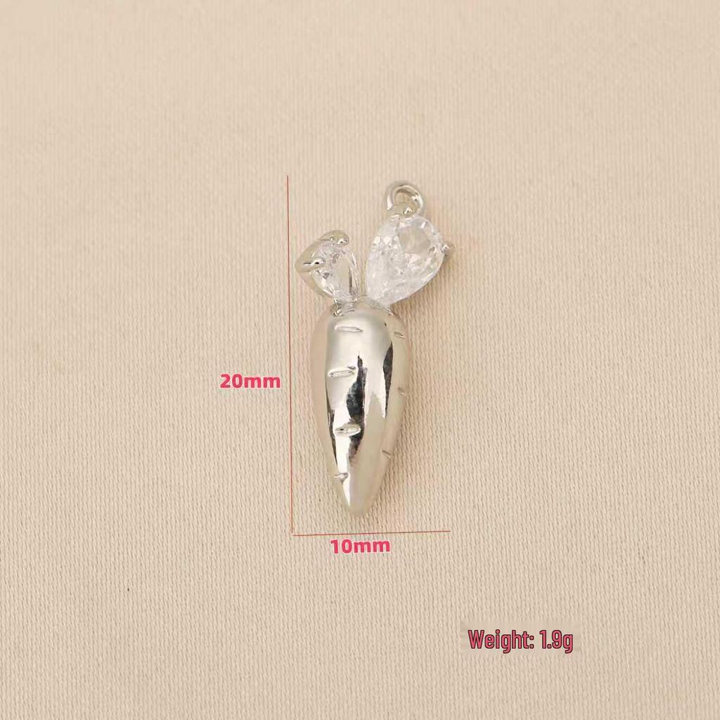 Liangfei 18k Gold Plated Carrot Pendant with Diamonds - Cute Cartoon Charm DIY Jewelry Accessory