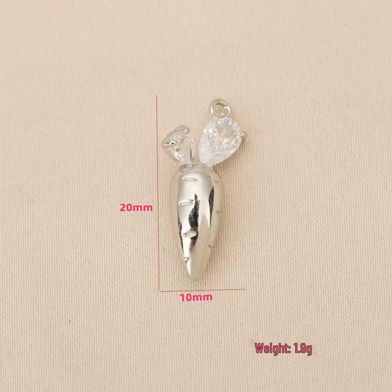 Liangfei 18k Gold Plated Carrot Pendant with Diamonds - Cute Cartoon Charm DIY Jewelry Accessory