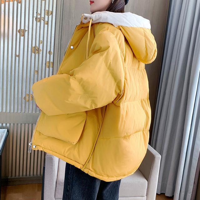 Parka da donna Giacca invernale in cotone con cappuccio Calda giacca imbottita per studenti Tasche del cappotto Cappotti moda coreana casual trapuntati solidi