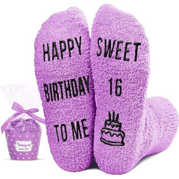 HAPPYPOP Birthday Gift Ideas - Sweet 16 Socks 15th Birthday Presents for Boys Girls