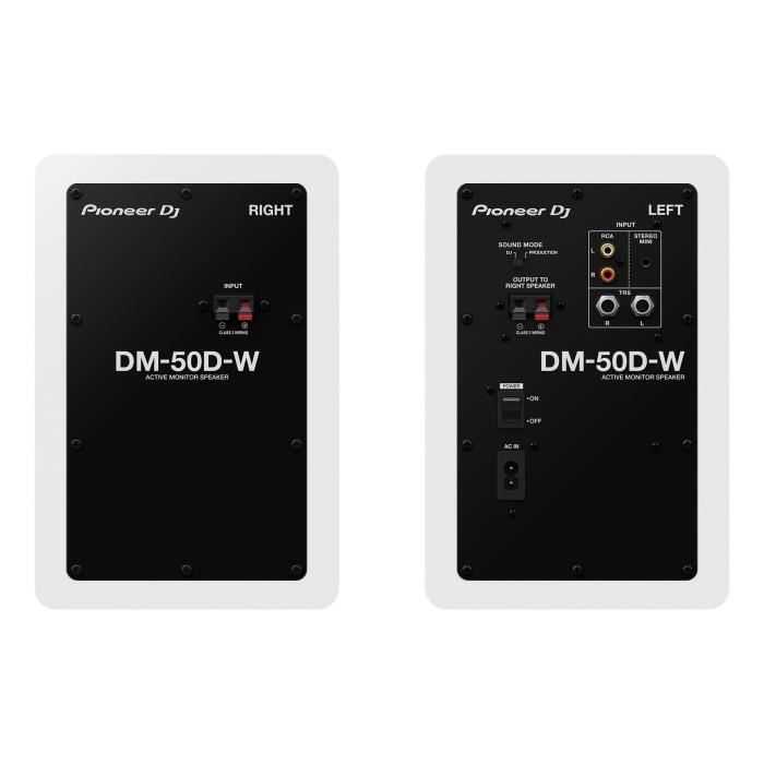 Paar Pioneer DJ DM-50D-W Monitoring-Lautsprecher - Bassreflex - 2x25W - DJ- oder Produktionsmodus - Weiß