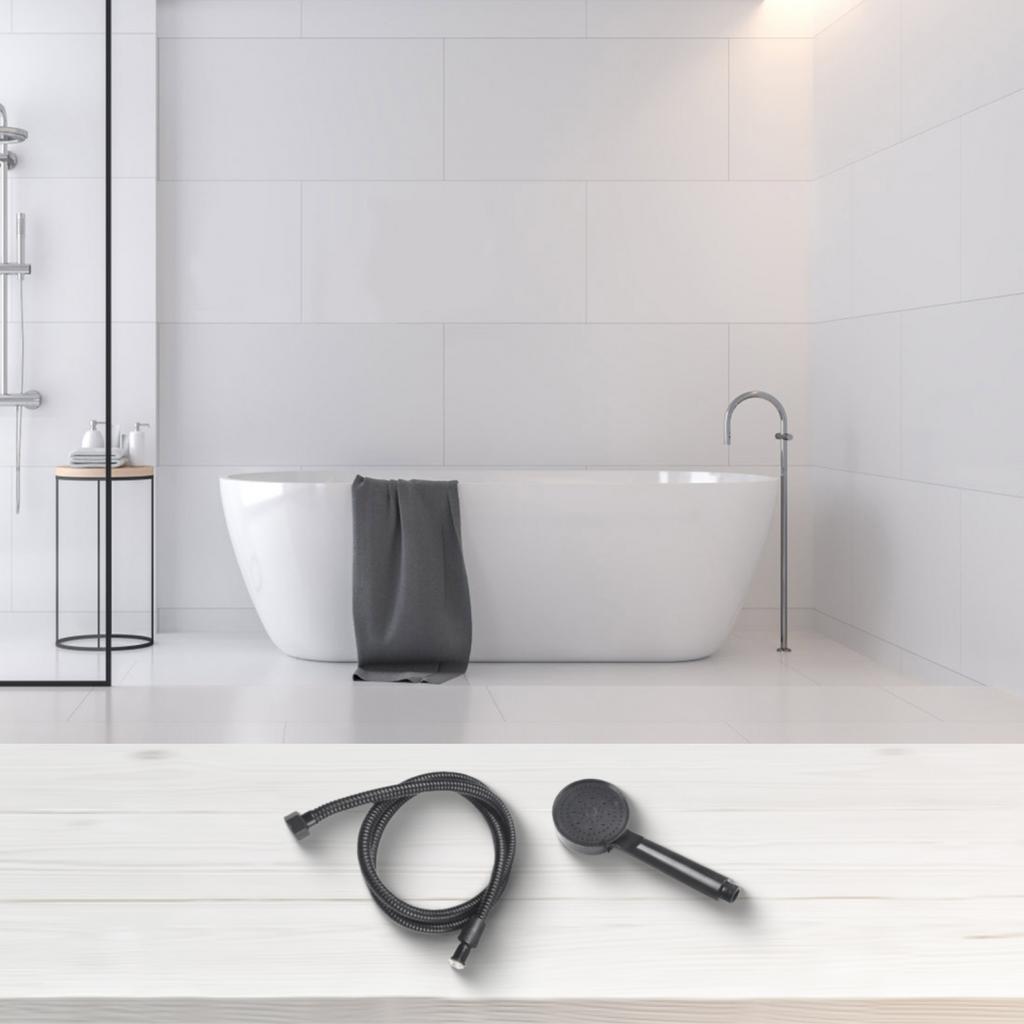 5 Mode Shower Head ABS Plastic Black Fixed Support