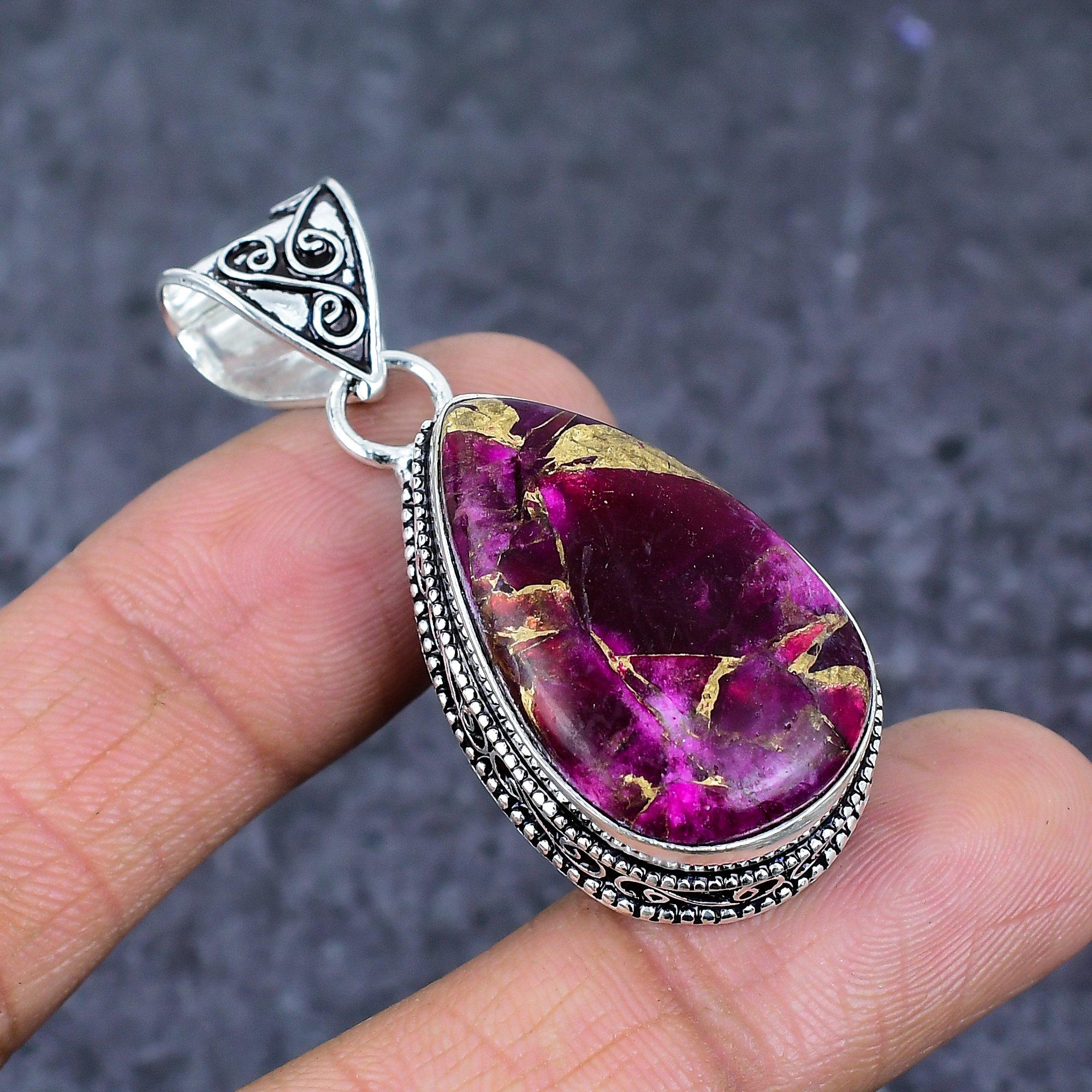 

Natural Pink Dahlia Turquoise 925 Sterling Silver Jewelry Pendant 2.01 ET-4795