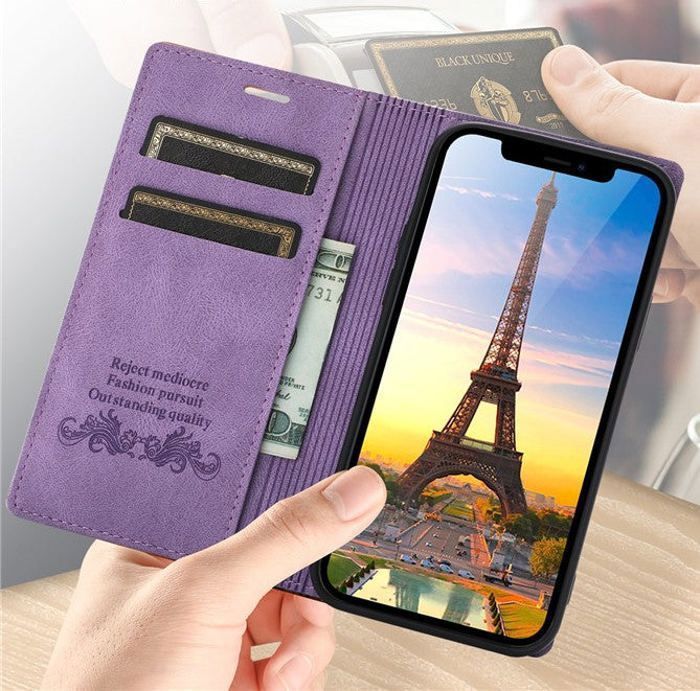 Étui portefeuille - Samsung Galaxy A16 (4G &amp; 5G) - Violet - Daim synthétique - Fermeture aimantée