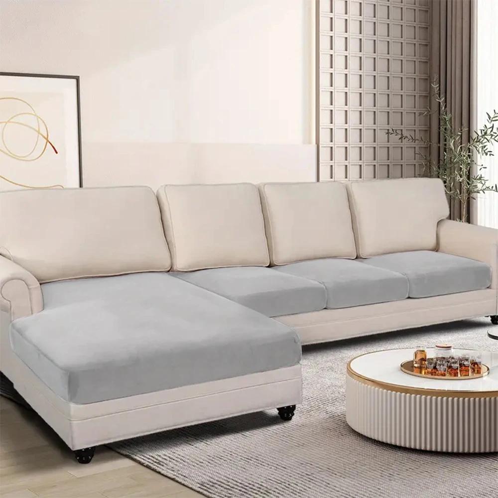 Velvet Sofa Cushion Covers For Living Room Plush Sofa Seat Cover Soft Stretch Sofas Couch Slipcover Furniture Protector