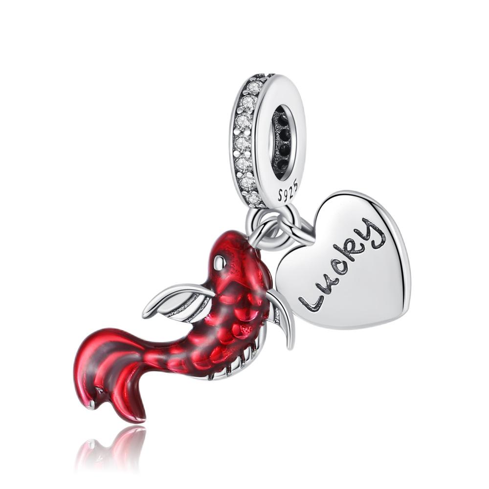 Original Copper Red Series Charms Heart Butterfly Flowers Apple Beads Pendants Fit Bracelets Diy Fine Jewelry Gifts