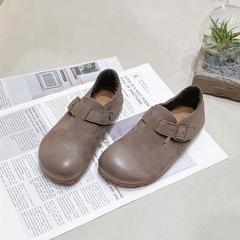 Loafers for Woman Cowhide Soft Soled Flat Soled Single Shoes Women's Cotton Shoes Black Casual Shoes Women's Winter Footwear