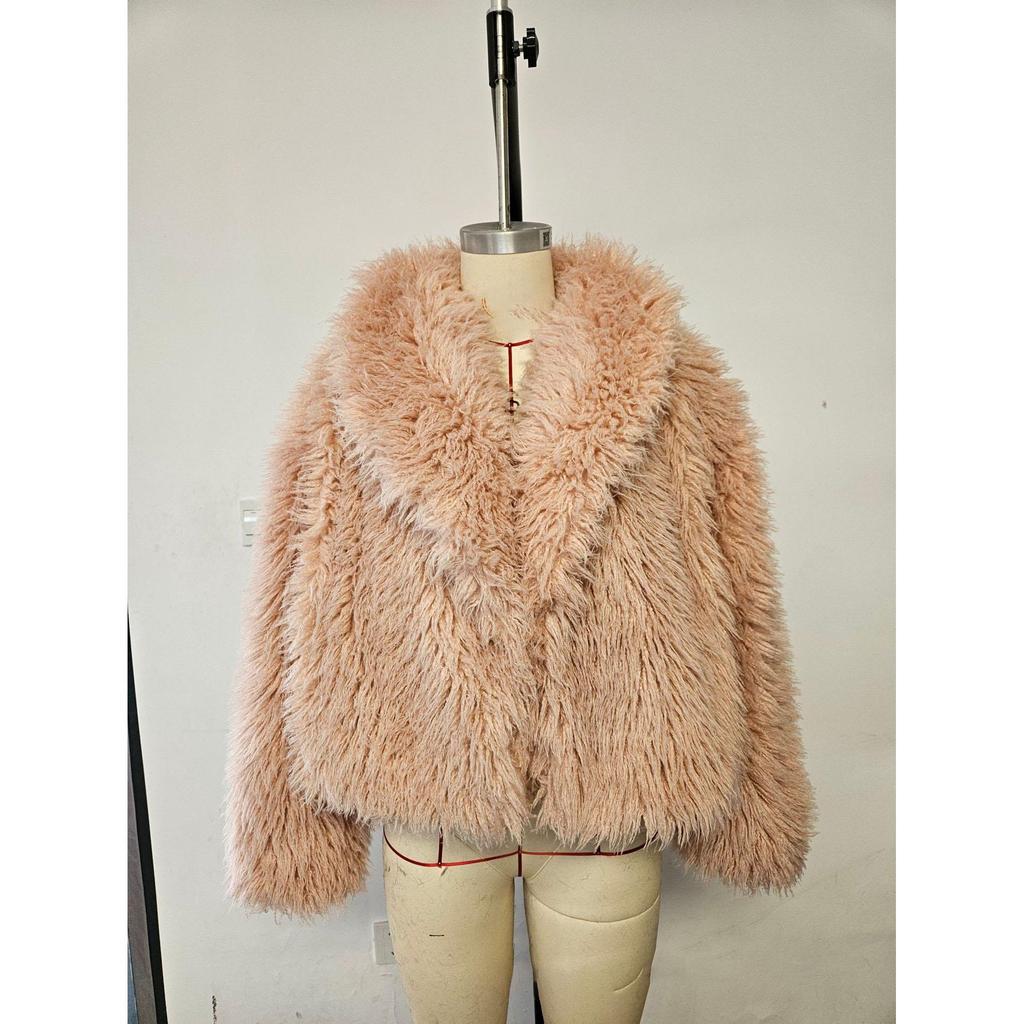 Autunno Inverno Donna Casual Giubbotti in Pelliccia Sintetica Moda Streetwear Solido Colletto Revers Caldo Oversize Cappotti Spessi