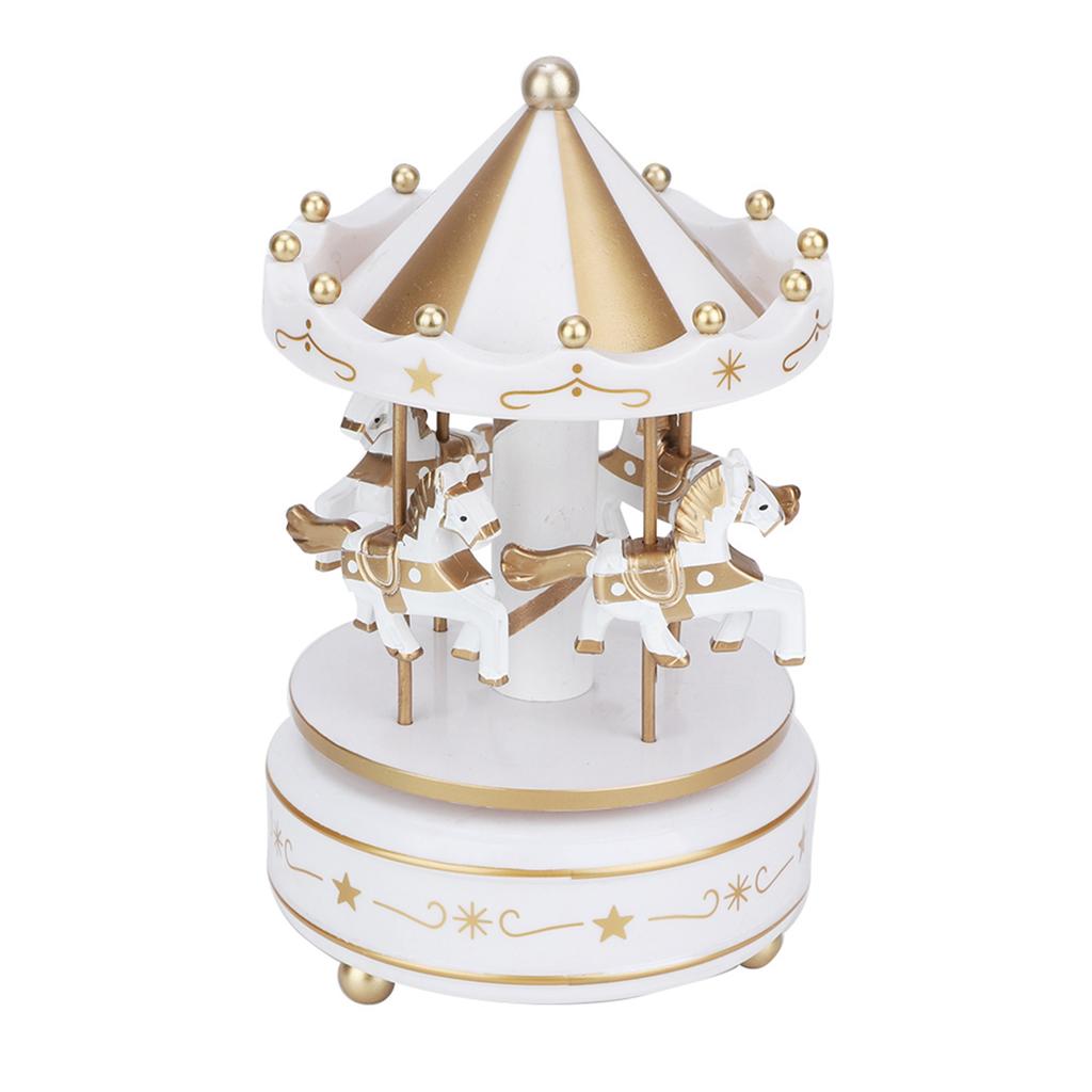 Merry GO Round Music Box Carousel Gift Christmas Wedding Birthday Gift Decor White