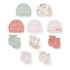 KIDDIEZOOM 0-6Months Boys Girls Hats Gloves Set 100% Cotton Soft Caps Mittens Baby Accessories