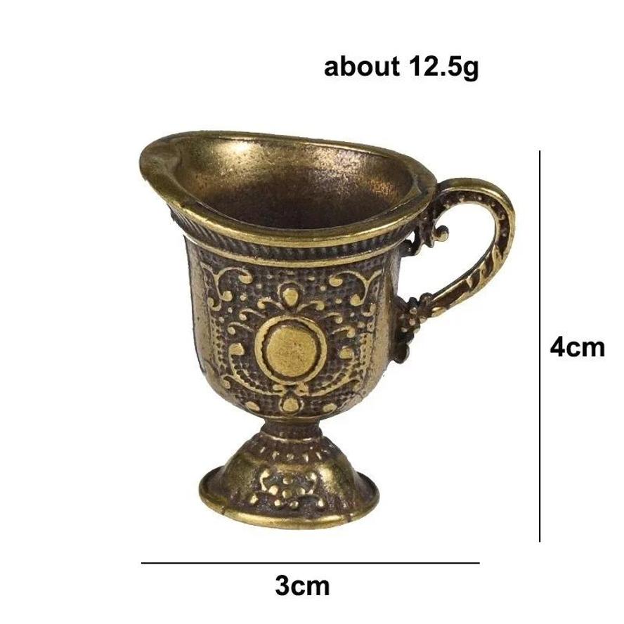 1 Pcs Antique Small Copperware Buddha Tea Set Mini Bucket Copper Teacup Brass Keychain Pendant Creative Home Decor Craft Gift
