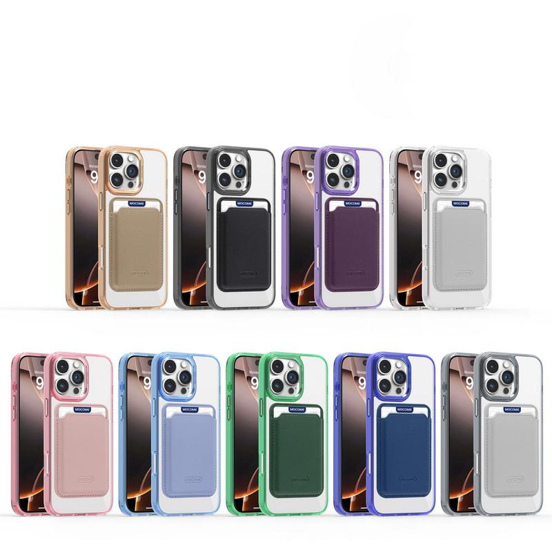 Magnetic Card Slot Clear Phone Case For iPhone 16 Pro Max 15 14 Pro 13 12 11 for Magsafe Shockproof Metal Lens Frame Protection Cover