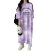 2024 Summer Slimming American Casual Tie-Dye Color Block T-Shirt Dress