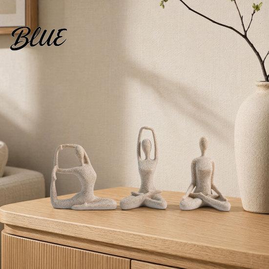 Contemporary Interior Accents 3Pcs Abstract Yoga Figure Sculpture Set Hollow Dancer with Glossy
