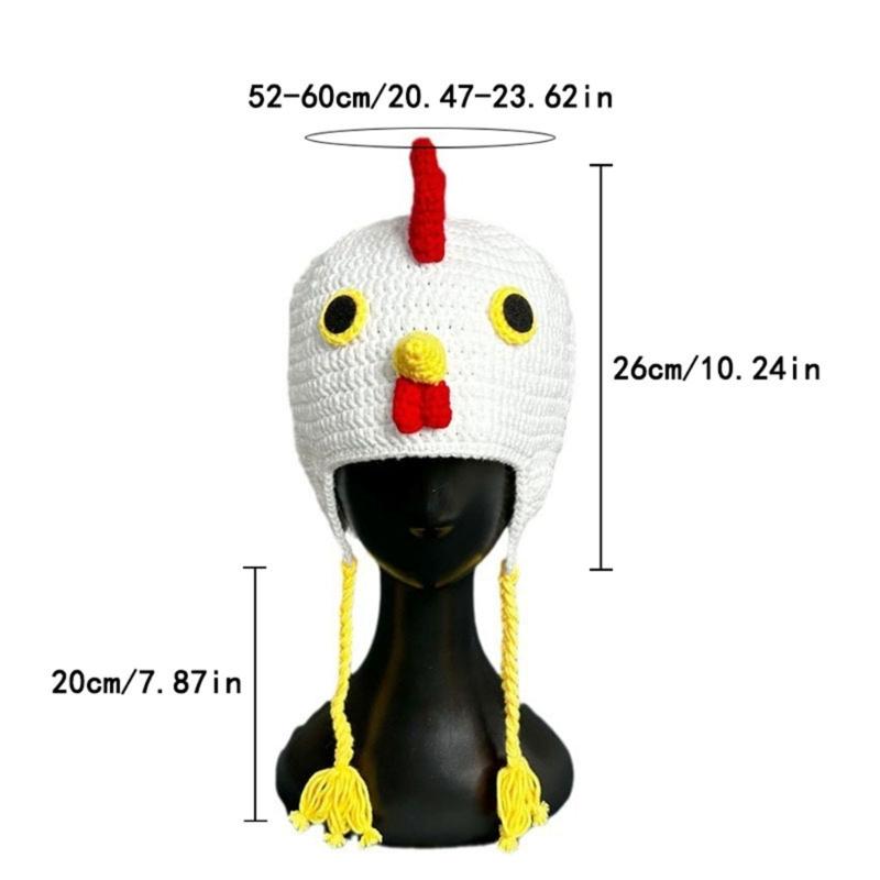 Festival Turkey Hat Knitted Beanies with 3D Chick Warm Cotton Hat Cartoon Headwear for Parents Kids Thanksgiving Hat