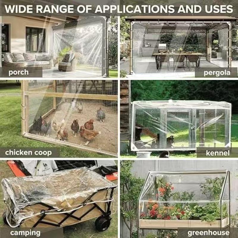 1 Stück PE Verdickt Transparent Wasserdichtes Tuch Reißfest Staubdicht Kunststoff Wachstuch Outdoor Überdachung mit Verstärkten Metallösen Geeignet