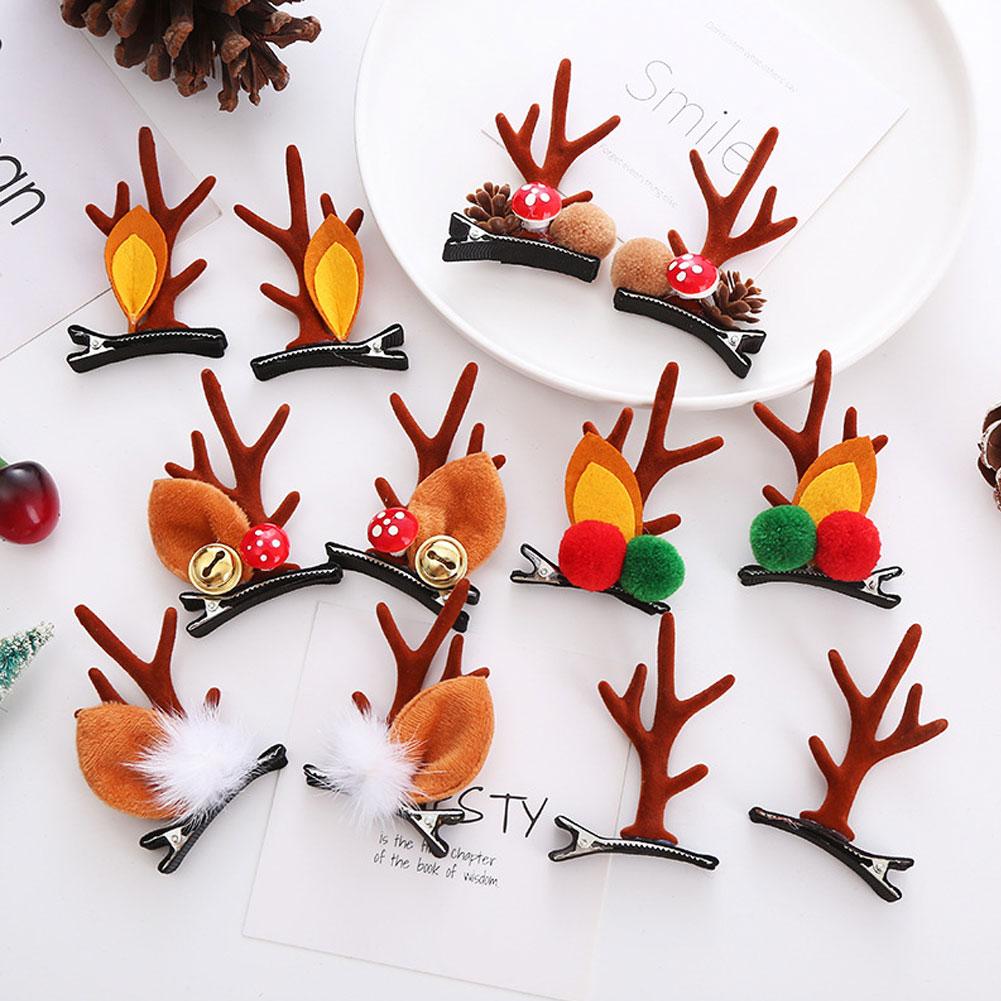 1Pair Christmas Deer Antler Hair Clip Women's Christmas Headwear Children's Hair Accessories Hairband Fashion Festival Gift