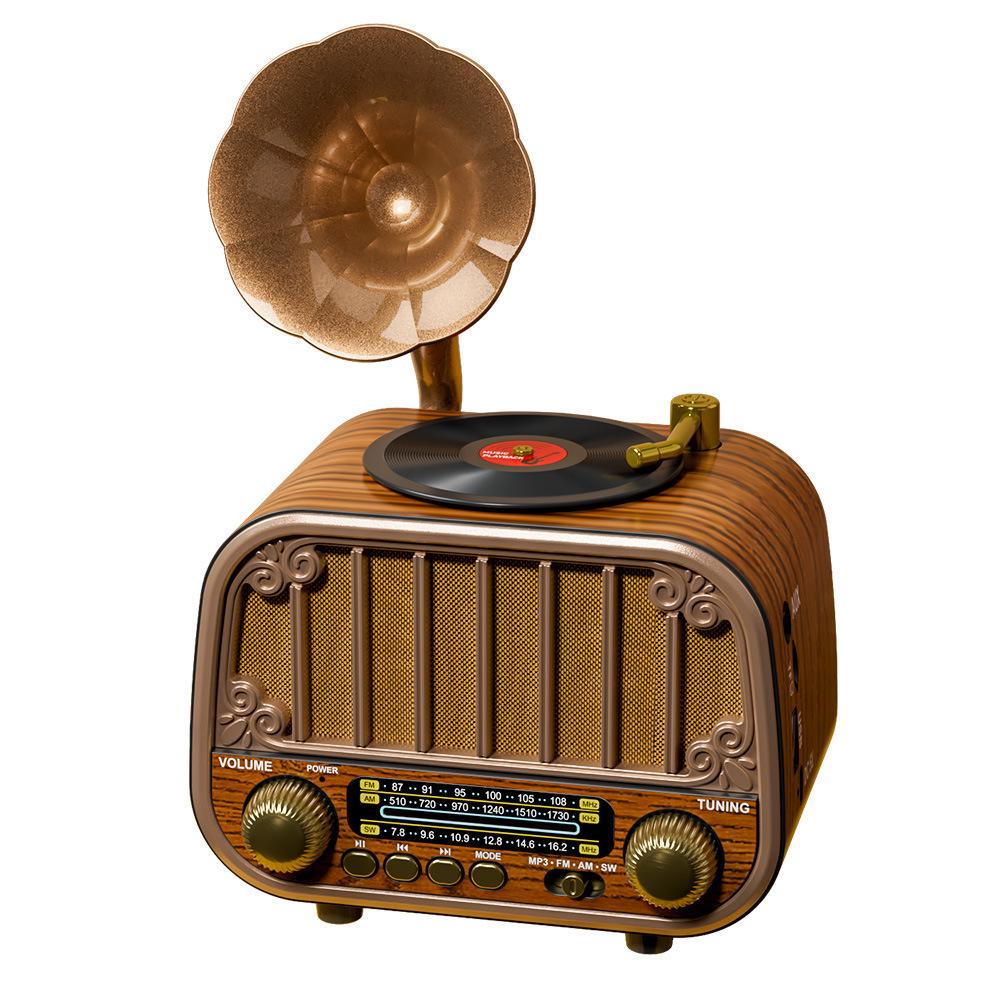Retro Multi-Band Gramophone-Style Bluetooth Speaker with FM/AM/SW Radio.
