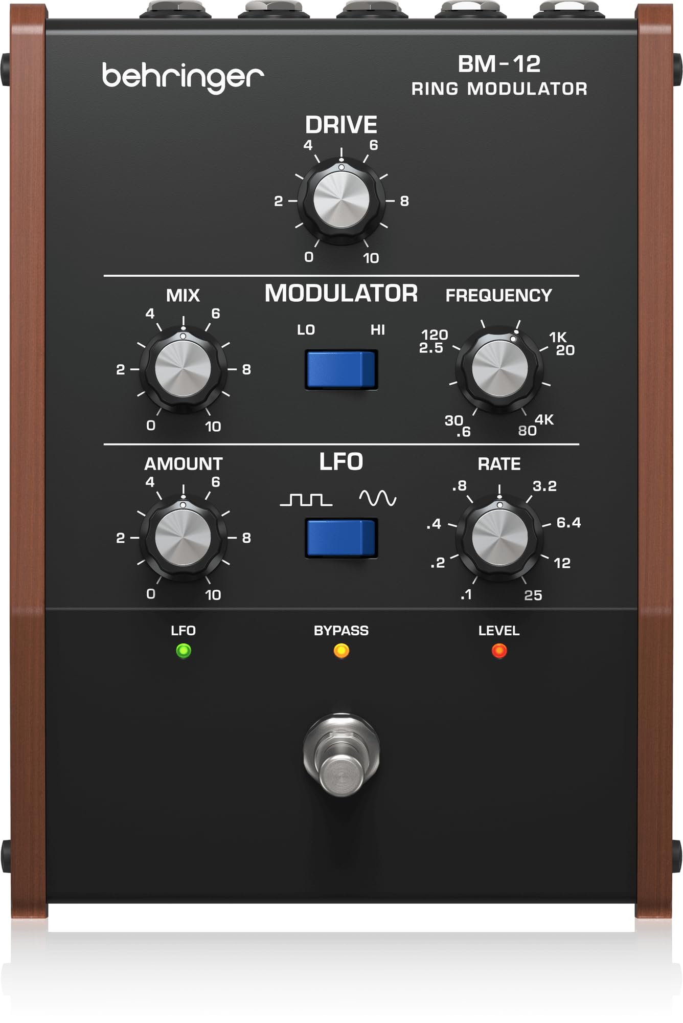 

Behringer Ring ring modulator pedal with tone and LFO BM-12 Modulator Vintage-style bell-like modulation.