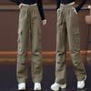 Ankela Women's Wide Leg Red Work Pants - Multi-Pocket, Straight Leg Casual Sports Pants for Autumn/Winter 2026.