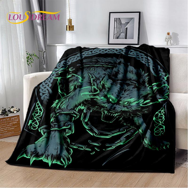 Nordic Mythology Viking Odin Valhalla Valknut Flannel Blanket Throw Blanket,Warm Blanket for Living Room Bedroom Beds Sofa Kids