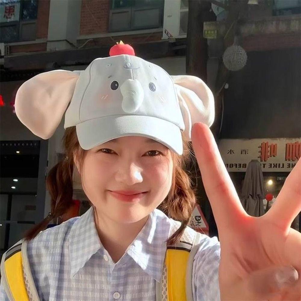 Cute Elephant Peaked Cap Y2k Sun Hat Fashion Baseball Cap  Women