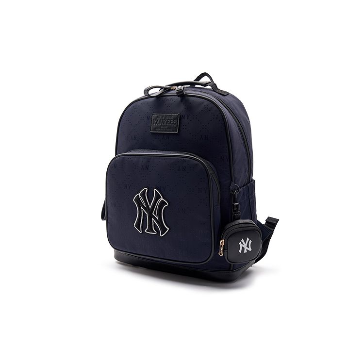 MLB New York Yankees Embroidered Logo Jacquard Zipper Nylon Backpack Men Backpack Dark-Blue 7ABKMD33N-50NYD