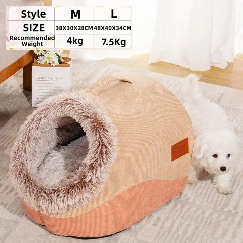

Pet House for Small Dog Cat Bed House Portable Enclosed Plush Pet Kitten Nest Winter Warm Soft Pet Cave Conlar Deep Sleep Sofa L