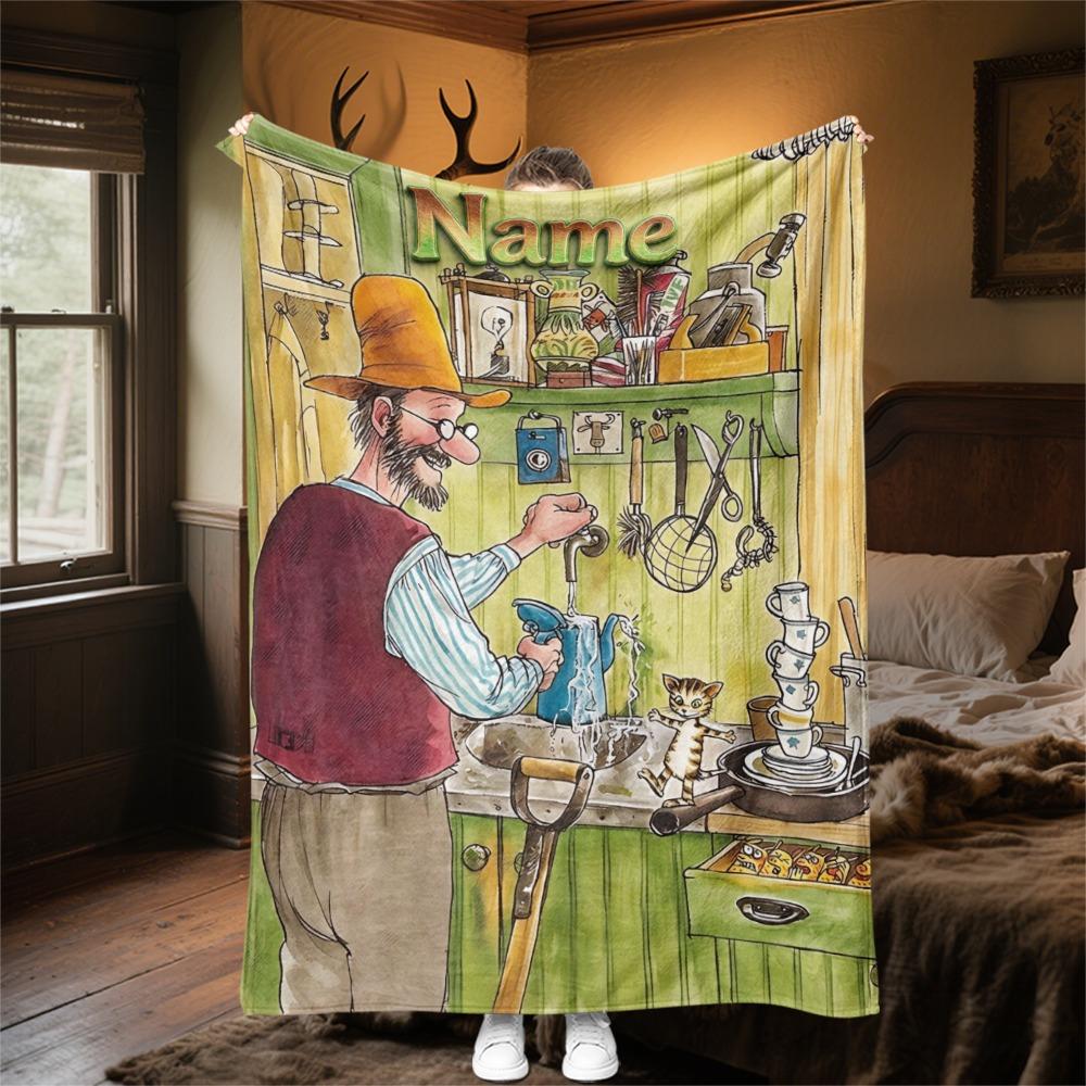Custom Name Name Book Cover Flannel Blanket Super Soft Warm Cozy Blanket For Sofa Bed Office Travel Allseason Home Decor Gift