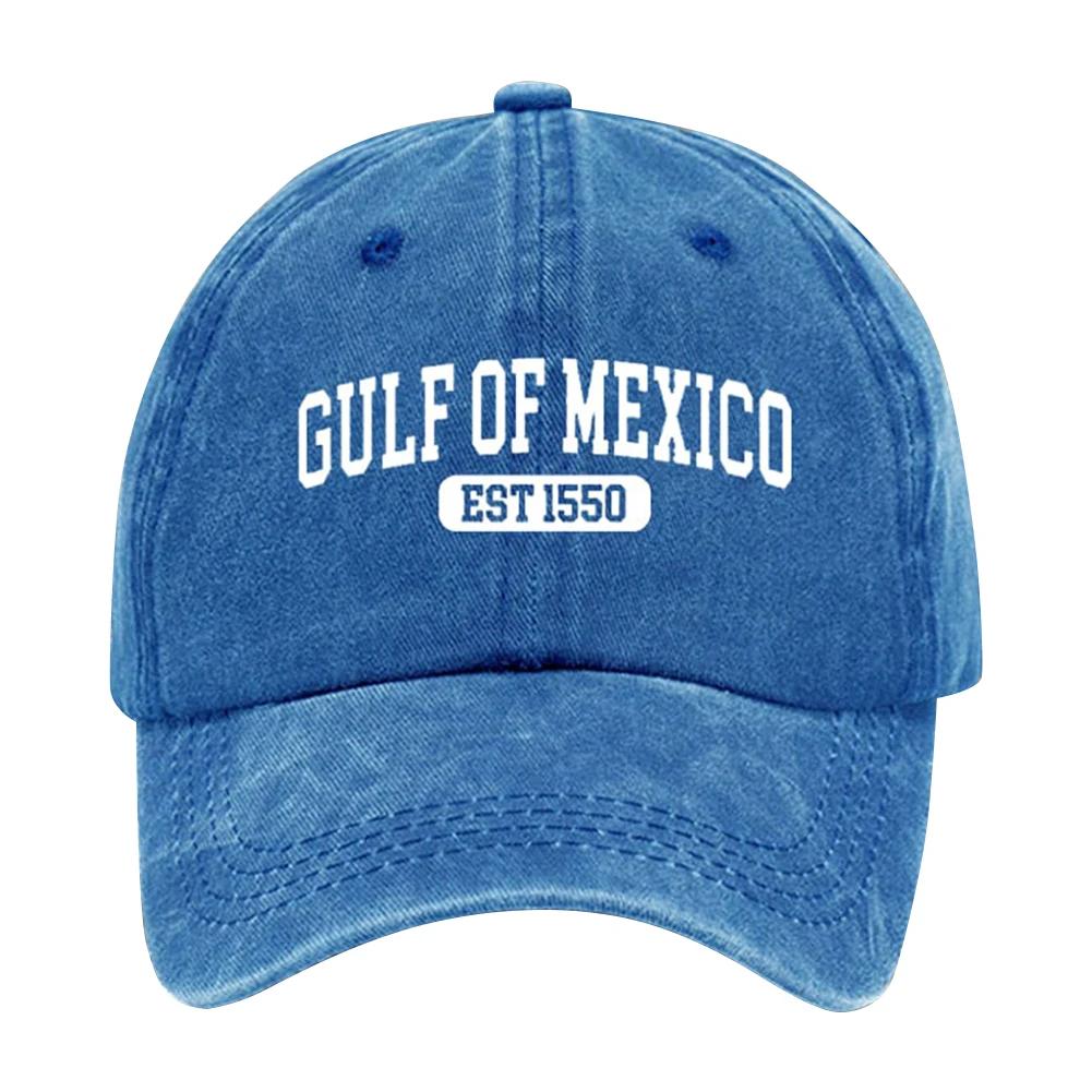 Gulf of Mexico Est 1550 Baseball Cap Vintage Golf Dad Hat Washed Cotton Trucker Hat Adjustable Sports Sun Hat Men Women Cap