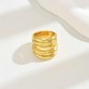 Stainless Steel Metal Multi-layer Line Wide Rings For Women Men Punk Hip Hop Gold Color Shell Geometric Ring Jewelry Gifts