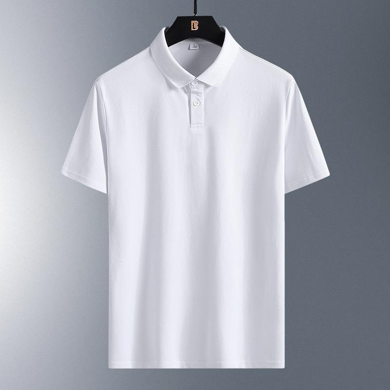 

Рубашка ПОЛО из ледяного шелка, мужская летняя модная простая однотонная дышащая деловая повседневная футболка с короткими рукавами с лацканами