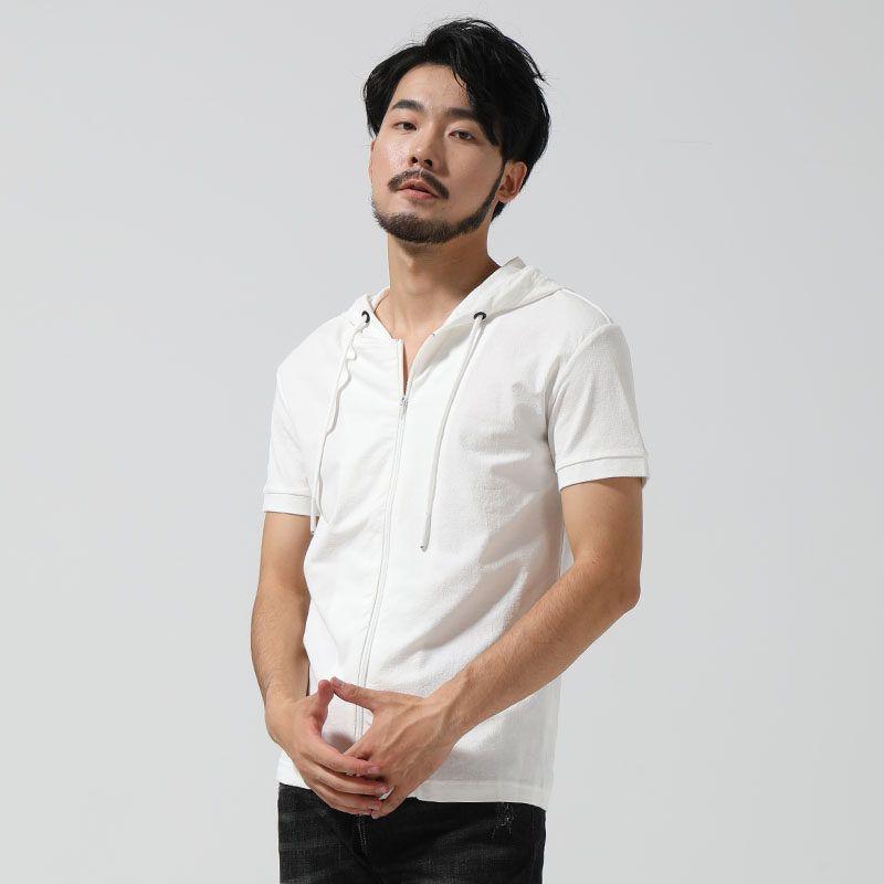 Menseye New Men's Short-Sleeved Zipper Youth T-shirt