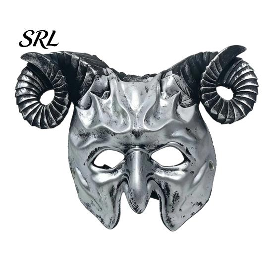 Hard Foam Cosplay Gear Gothic Goat Head Masque with Horns, Adult Demon Skull Horned Face Cushion Masque, Scary Animal Costume for Halloween